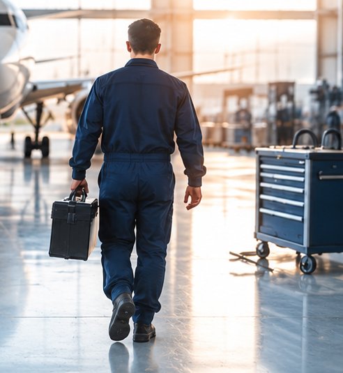 Aircraft maintenance professional in hangar